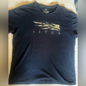 Sitka Men's Black Short Sleeve Logo Tee with Gold Accent